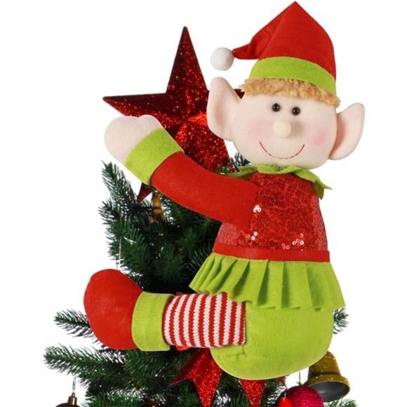 Elf Tree Topper Christmas Decorations, Funny Xmas Plush Stuffed Elf, 9 x 12 Inch - Picture 1 of 6